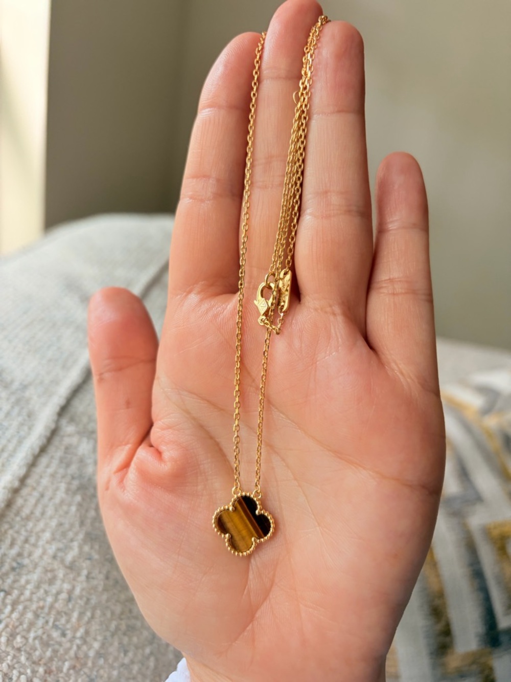 Alhambra Style Brown Clover Pendant Necklace One Motif - Picture 3 of 3